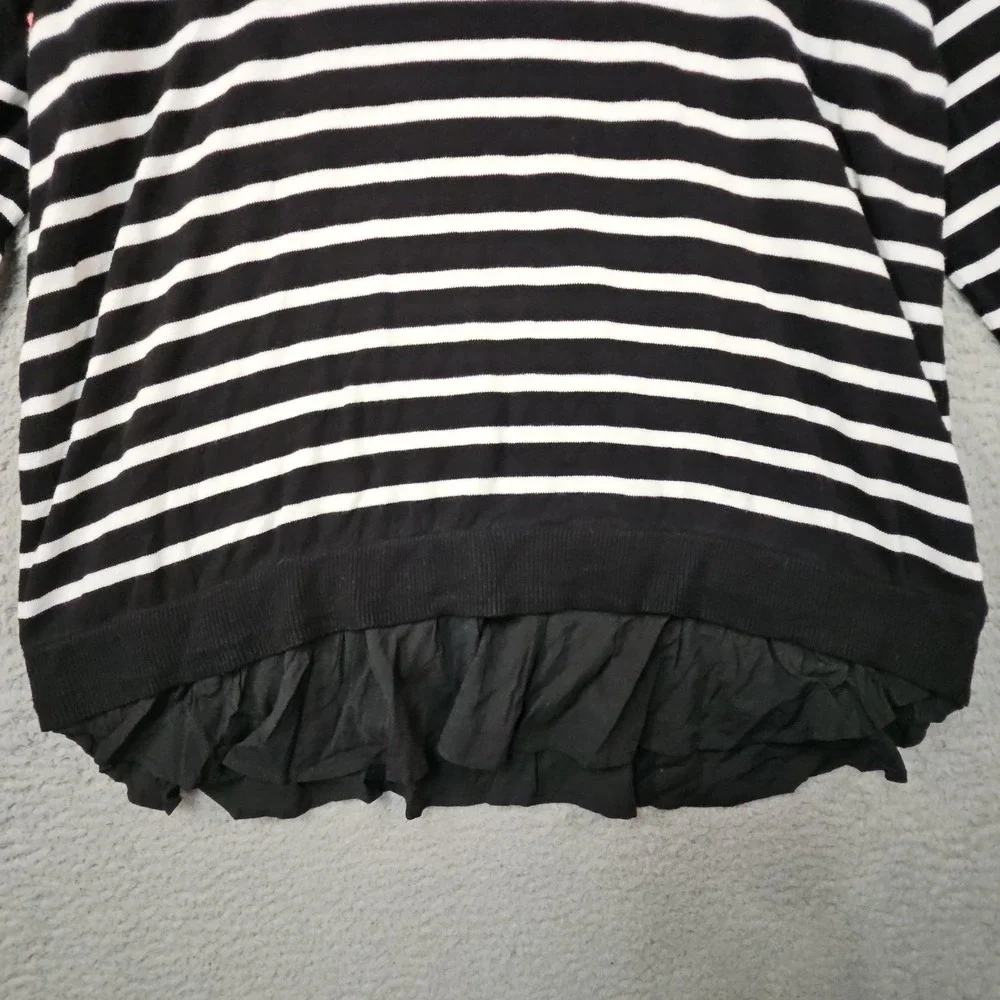 Torrid 1 Sweater Womens 1X Black Striped Layered Preppy Lagenlook Stretch Coral